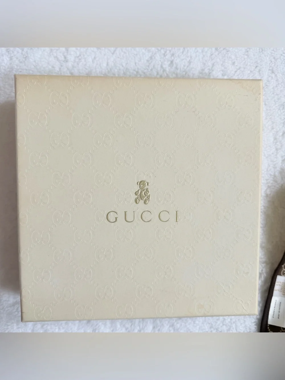 Gucci Coated GG Canvas Bib Brown Cotton Baby Unisex Boy Girl Authentic Infant